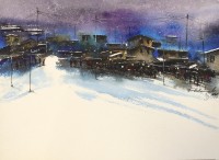 Muntehaa Azad, Market Place, 11 x 15 Inch, Watercolor on Paper, Cityscape Painting, AC-MNA-017
